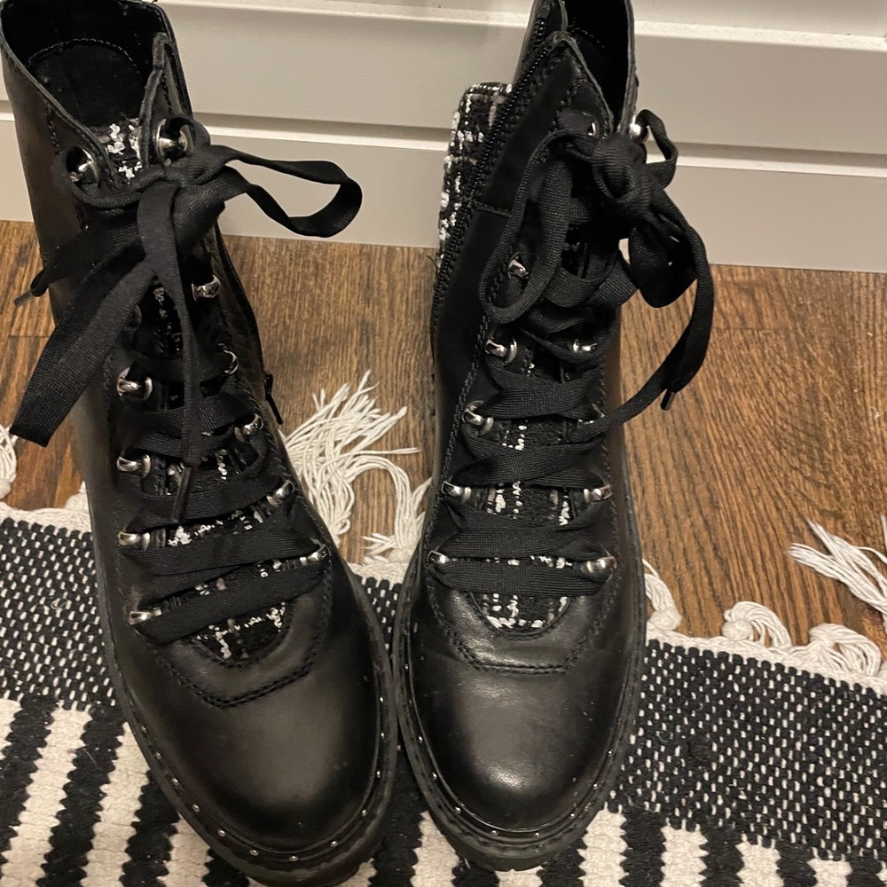 Steve Madden Black and White Combat Boots